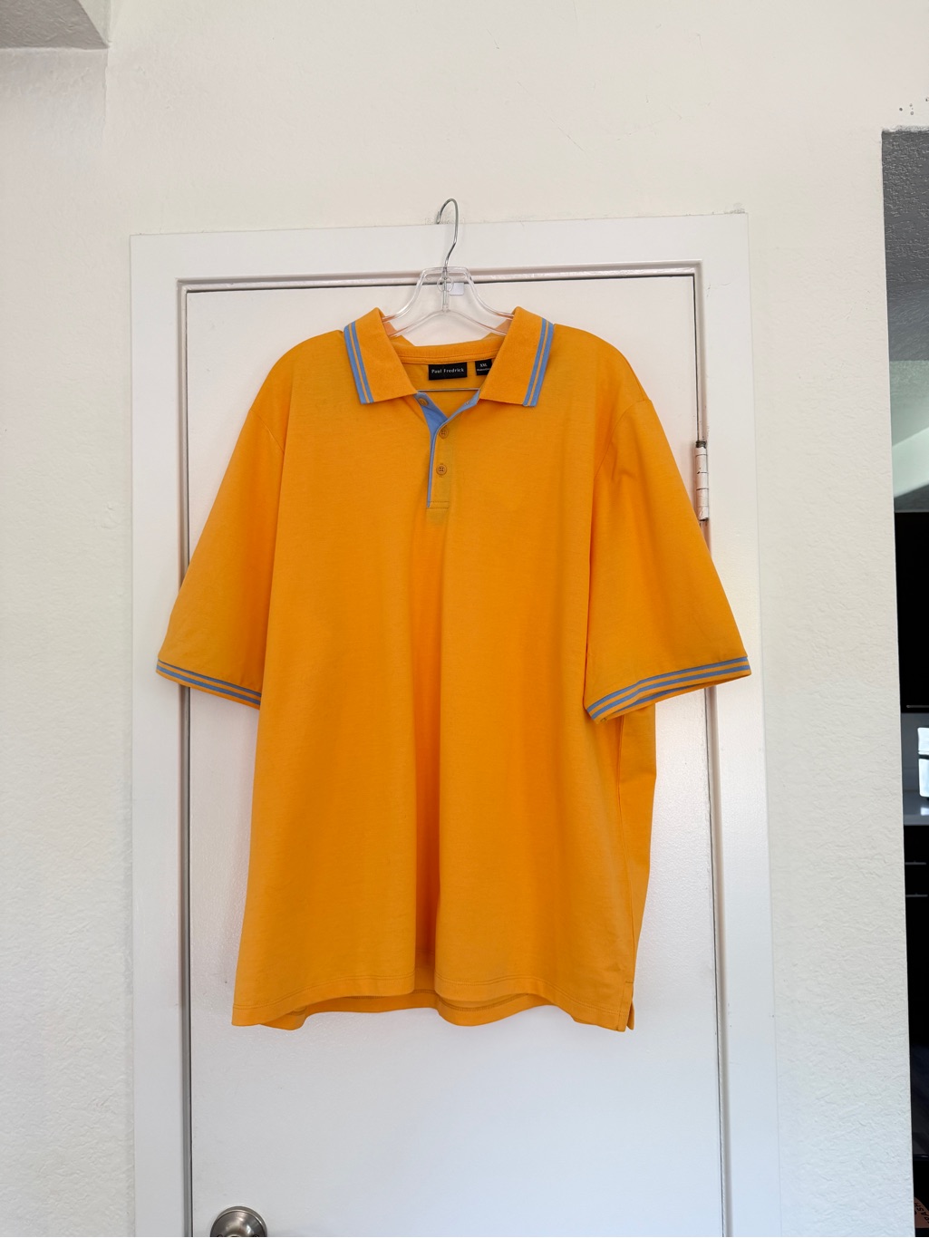 Nwt Paul Fredrick Mens Yellow Polo With Contrast Trim